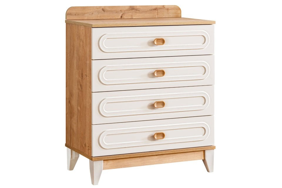 Soft 4 Çekmeceli Şifonyer, Ceviz - Krem