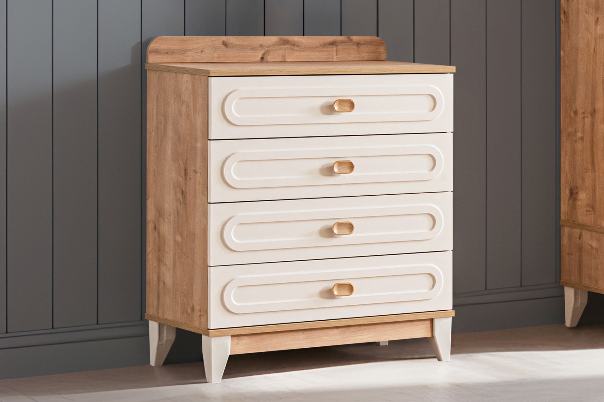 Soft 4 Çekmeceli Şifonyer, Ceviz - Krem