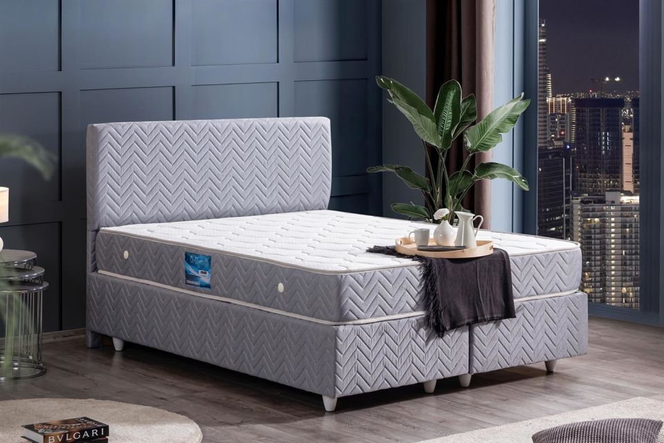 Kristal Baza Başlık Ortho Soft Yatak Seti 160 x 200 - Gri