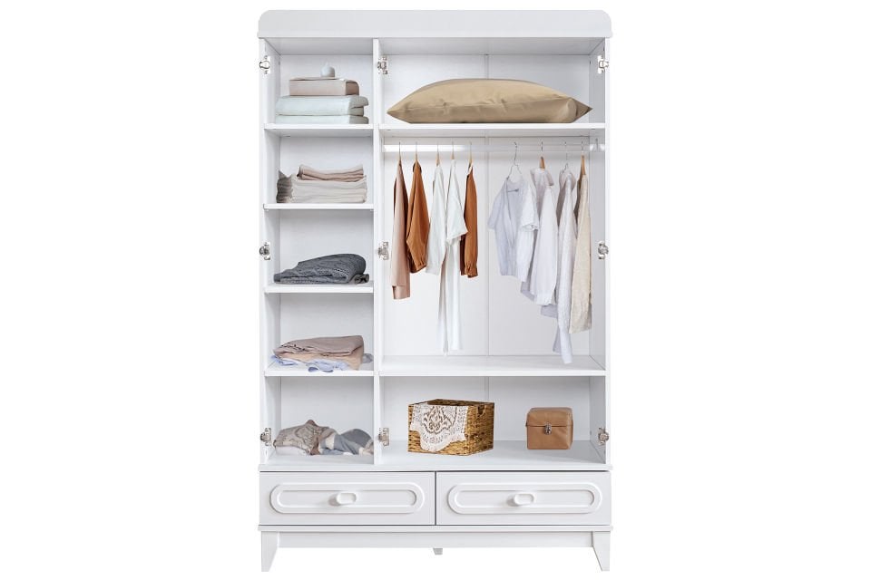Soft 3 Kapaklı 2 Çekmeceli Dolap - Beyaz