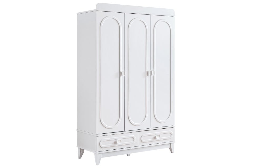 Soft 3 Kapaklı 2 Çekmeceli Dolap - Beyaz
