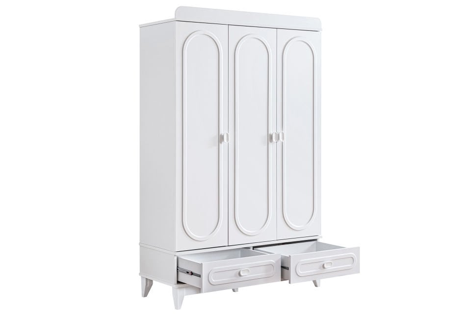 Soft 3 Kapaklı 2 Çekmeceli Dolap - Beyaz