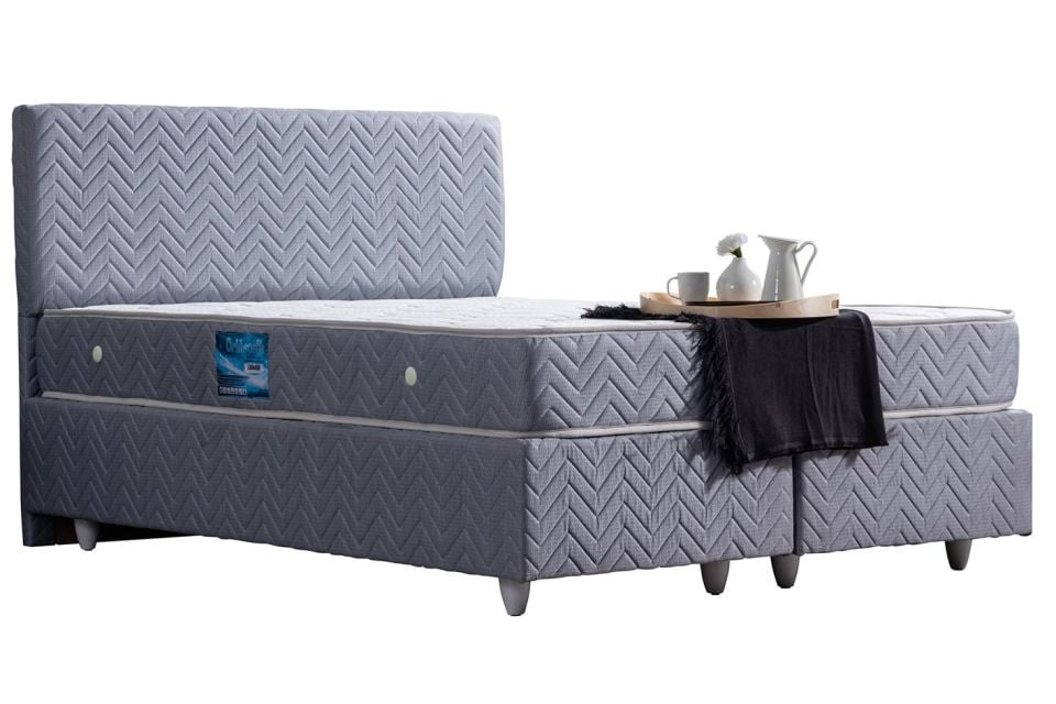 Kristal Baza Başlık Ortho Soft Yatak Seti 180 x 200 - Gri