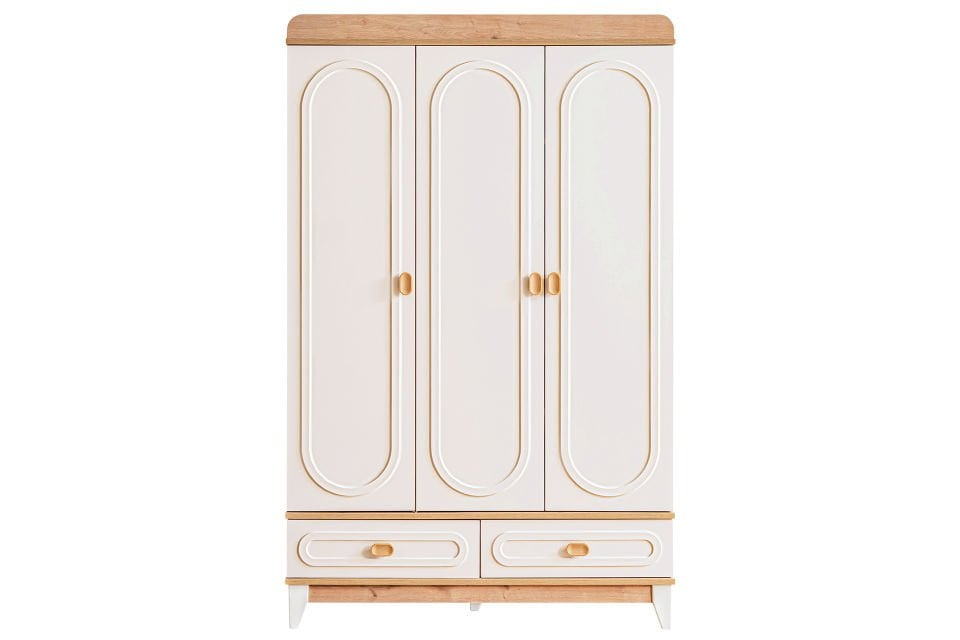 Soft 3 Kapaklı 2 Çekmeceli Dolap, Ceviz - Krem