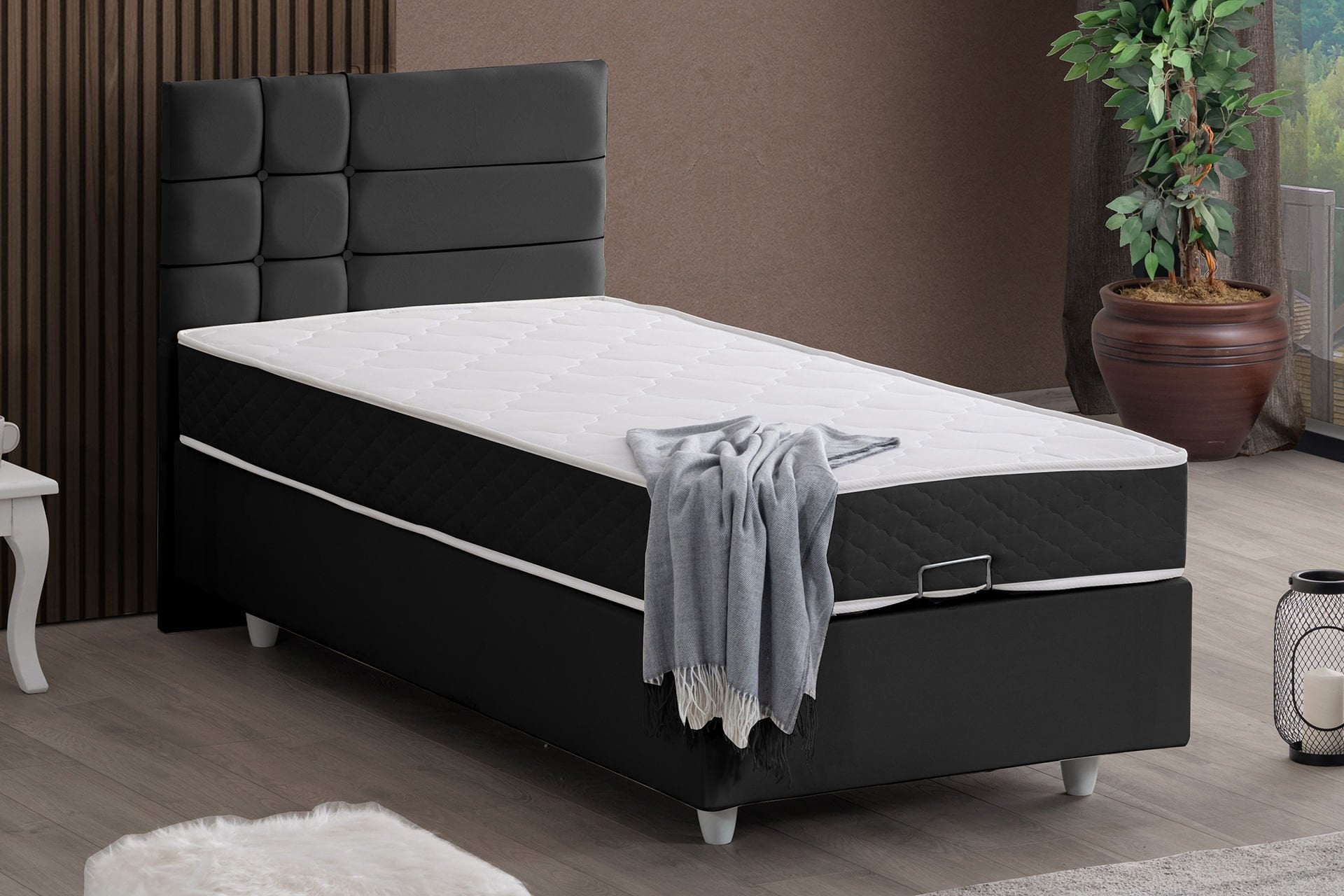Almada Baza Başlık Letto Yatak Seti 90 x 200 - Antrasit