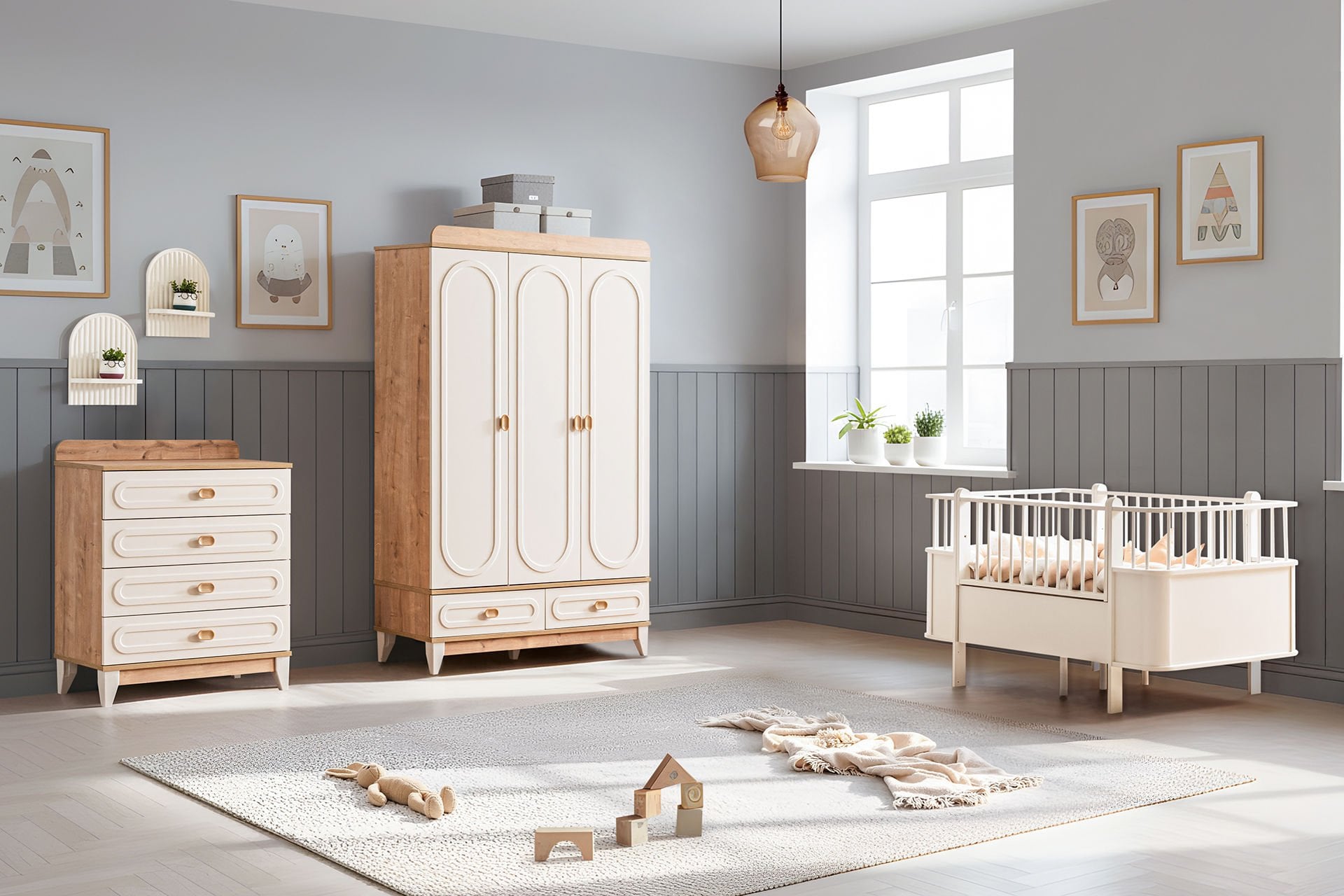 Soft Bebek Odası Takımı, Ceviz - Krem