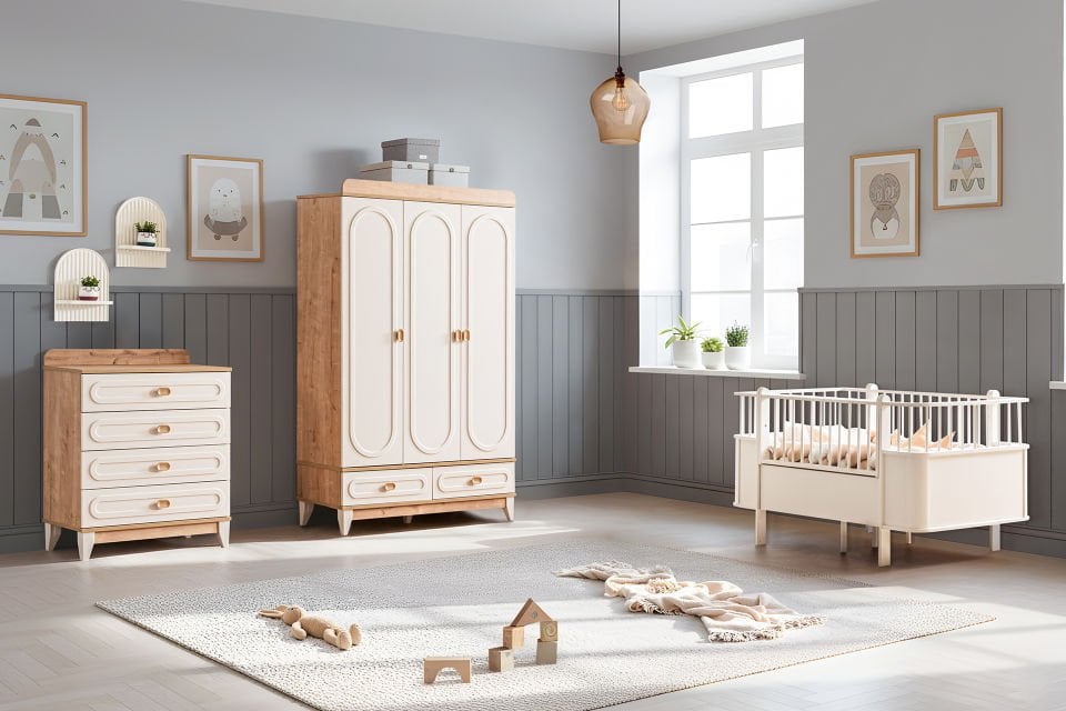 Soft Bebek Odası Takımı, Ceviz - Krem