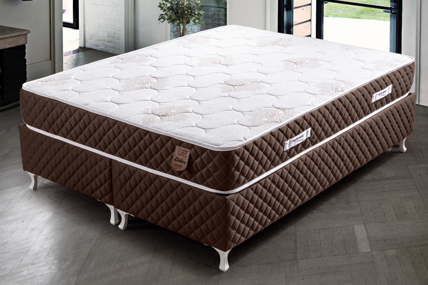 Deluxe Ortopedik Yaylı Yatak Koyu Kahverengi - 160x200
