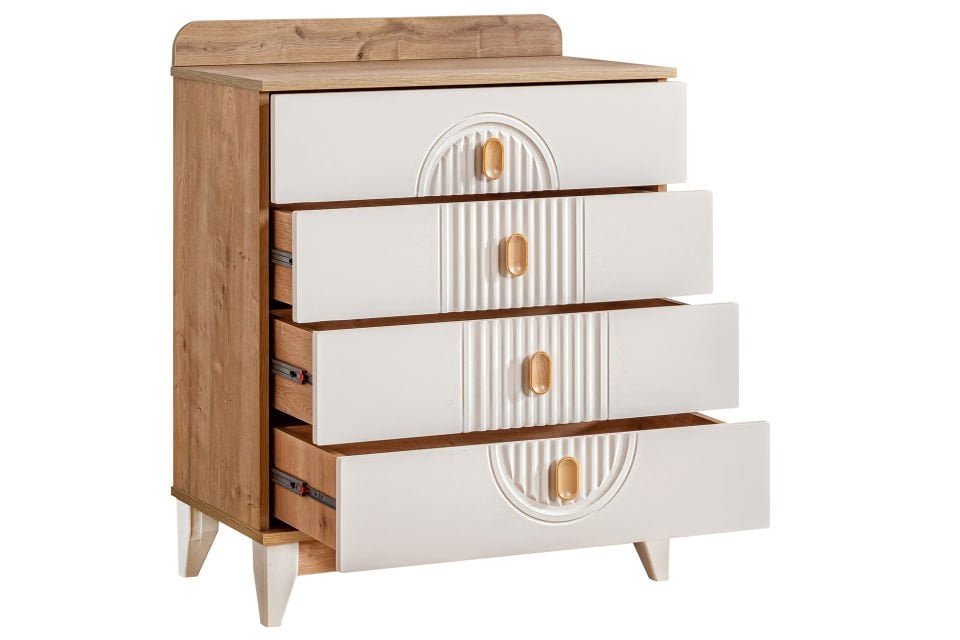 Vizyon 4 Çekmeceli Şifonyer, Ceviz - Krem