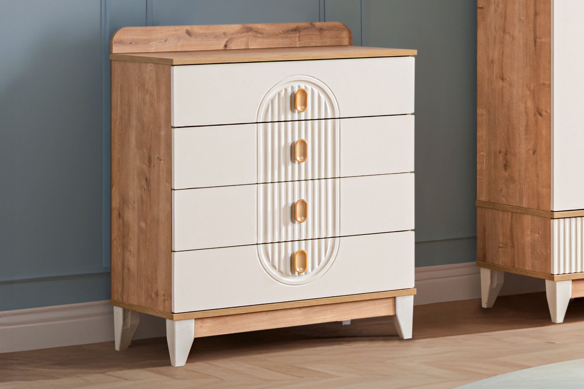 Vizyon 4 Çekmeceli Şifonyer, Ceviz - Krem