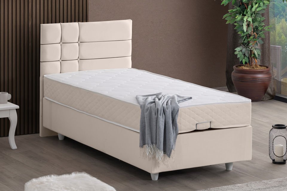 Almada Baza Başlık Letto Yatak Seti 100 x 200 - Krem