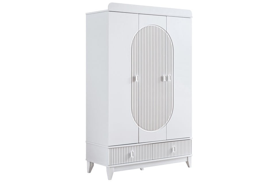 Vizyon 3 Kapaklı 2 Çekmeceli Dolap - Beyaz