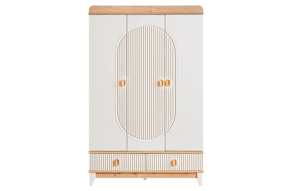 Vizyon 3 Kapaklı 2 Çekmeceli Dolap, Ceviz - Krem