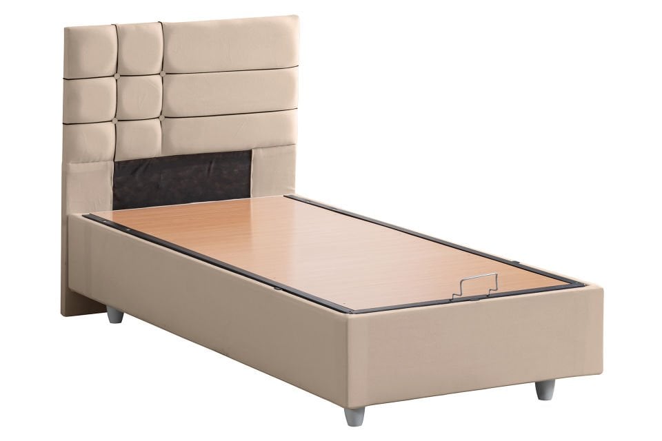 Almada Baza Başlık Letto Yatak Seti 90 x 190 - Bej