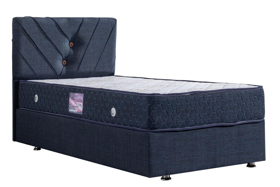 Lux Class Yandan Açılır Baza Başlık Deluxe Yatak Seti 90 x 190 - Lacivert