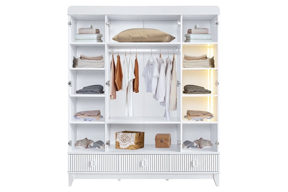 Vizyon 4 Kapaklı 2 Çekmeceli Dolap - Beyaz