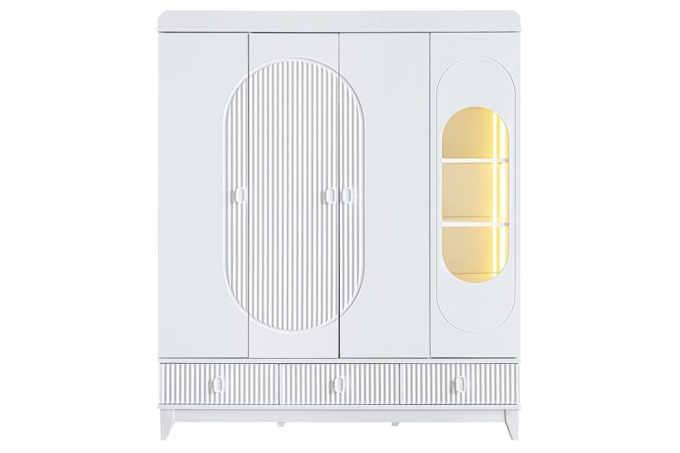 Vizyon 4 Kapaklı 2 Çekmeceli Dolap - Beyaz