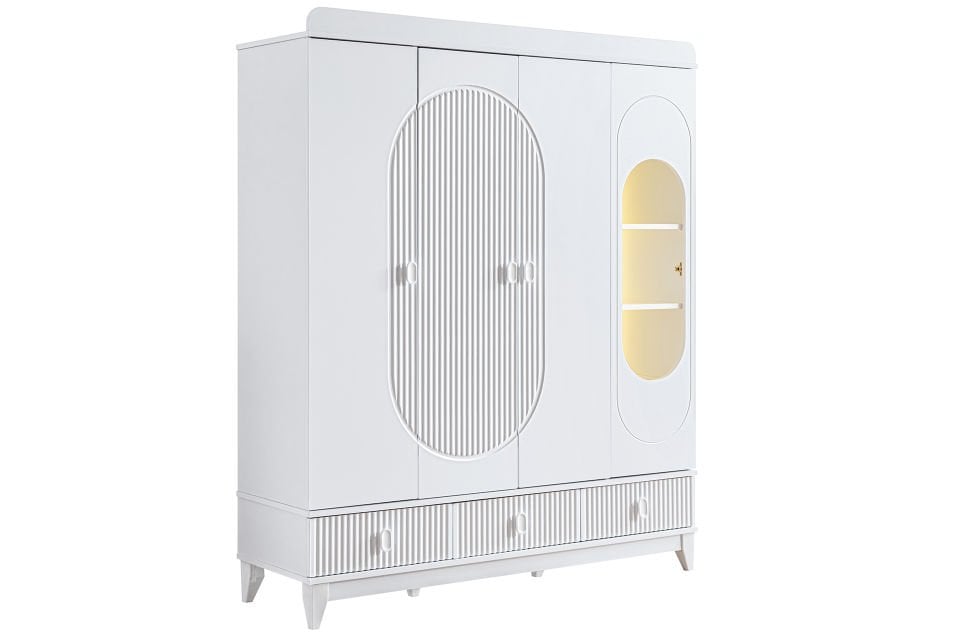 Vizyon 4 Kapaklı 2 Çekmeceli Dolap - Beyaz