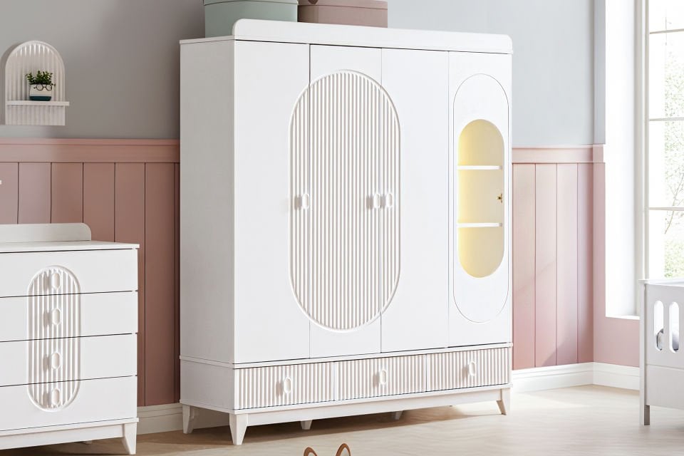 Vizyon 4 Kapaklı 2 Çekmeceli Dolap - Beyaz