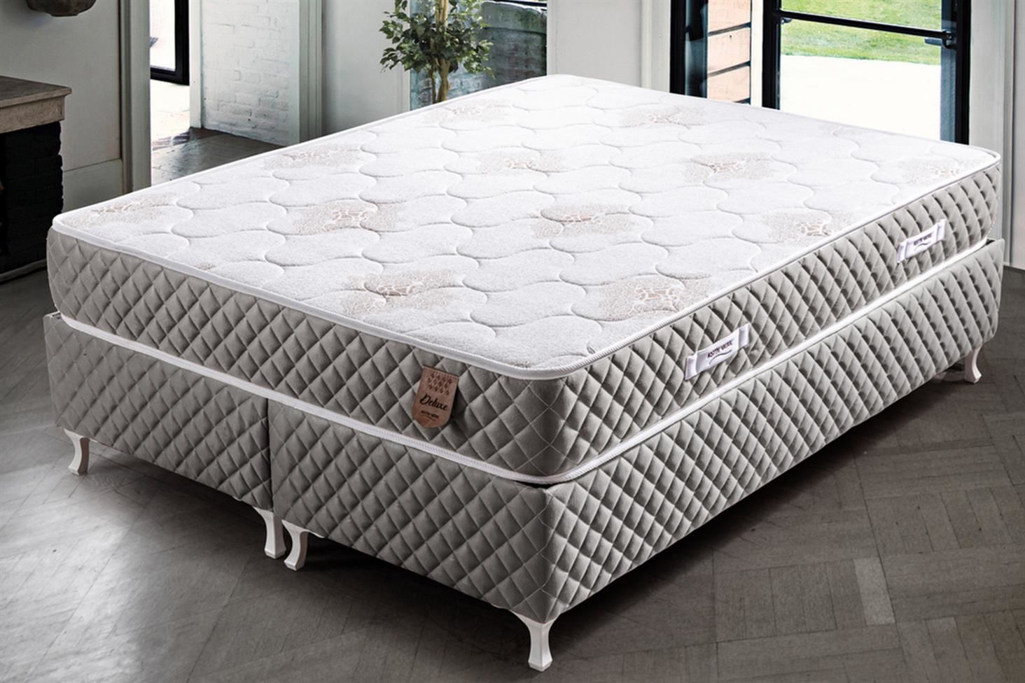 Deluxe Ortopedik Yaylı Yatak Açık Gri - 160x200