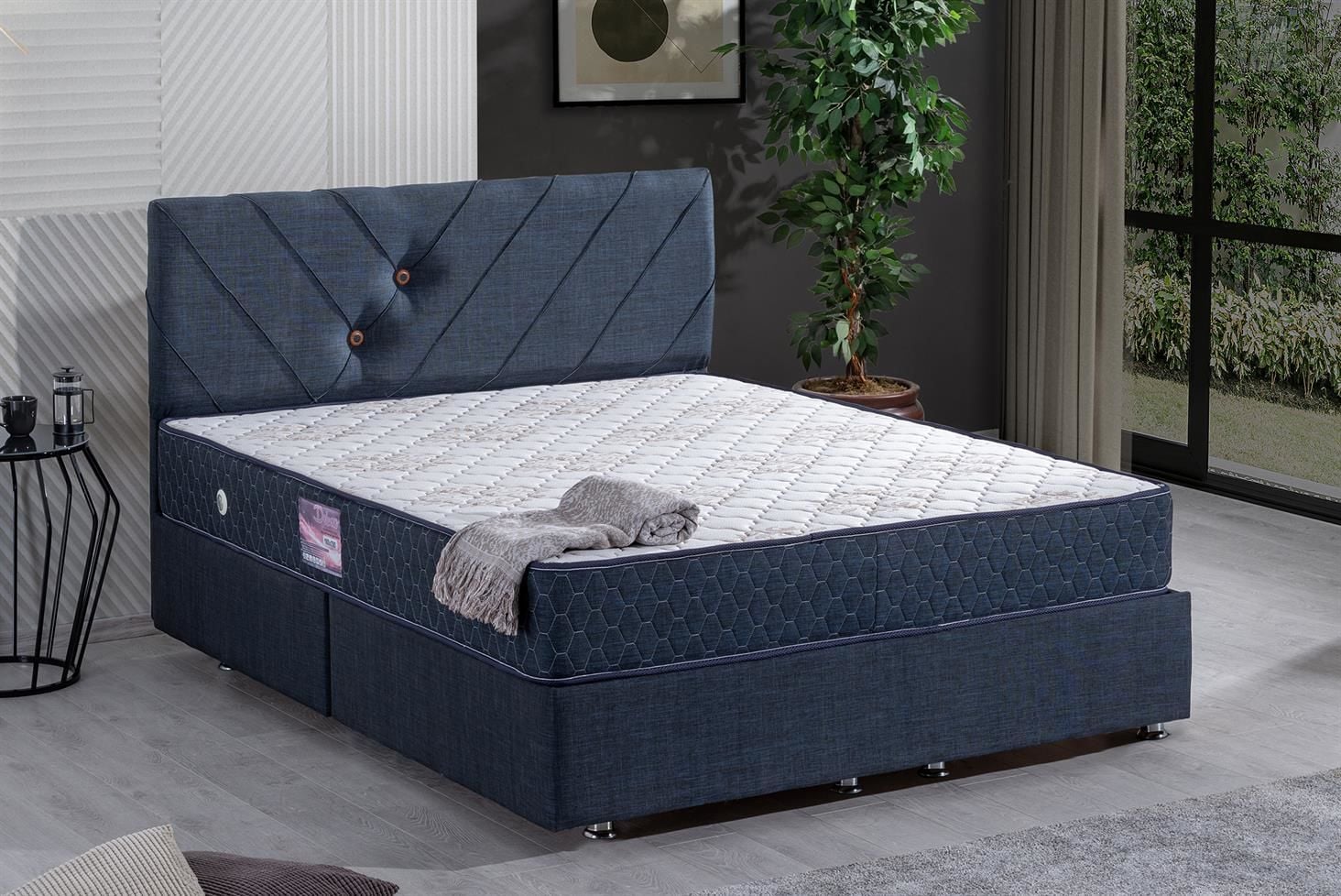 Lux Class Yandan Açılır Baza Başlık Deluxe Yatak Seti 150 x 200 - Lacivert
