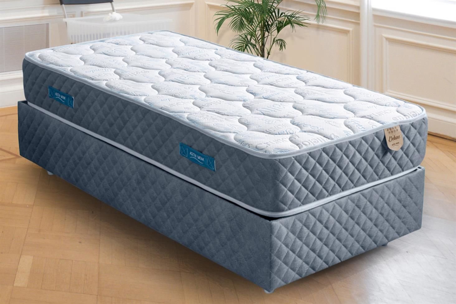 Deluxe Ortopedik Yaylı Yatak Açık Mavi - 90x200