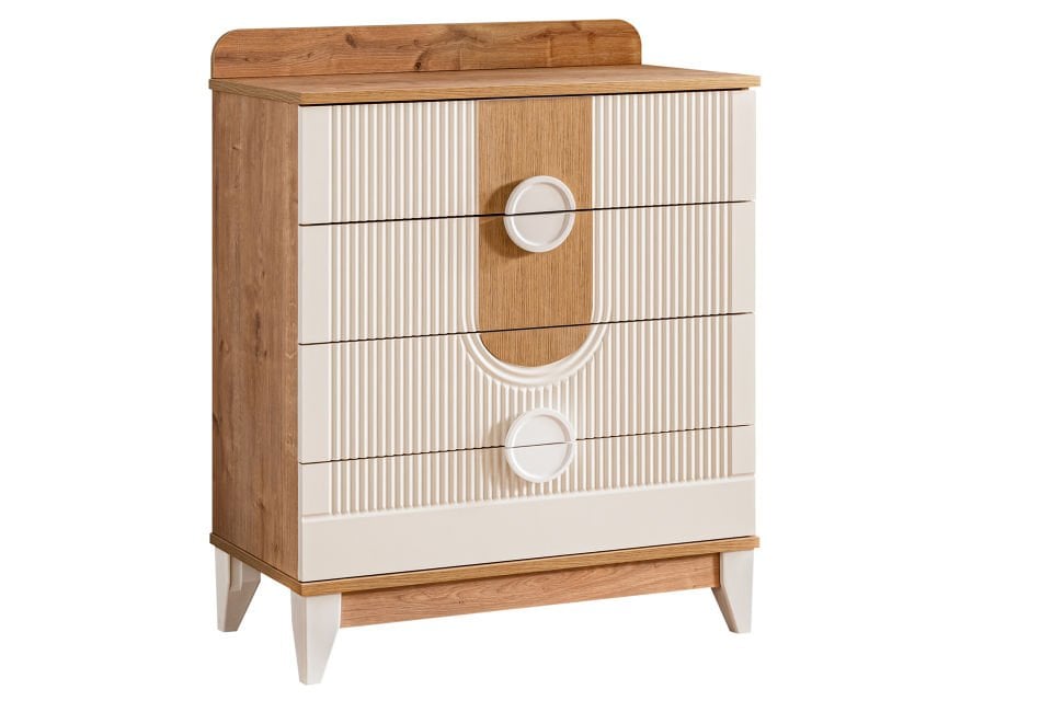 Vira New 4 Çekmeceli Şifonyer, Ceviz - Krem