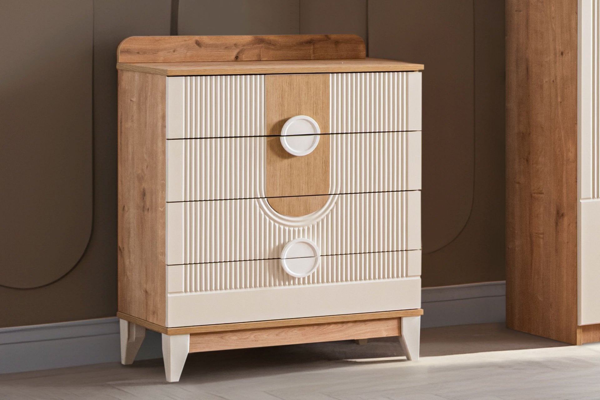 Vira New 4 Çekmeceli Şifonyer, Ceviz - Krem