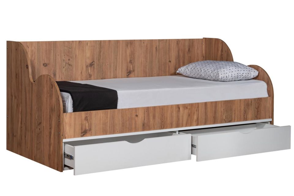 Okyanus Çekmeceli Karyola - Ceviz - Beyaz