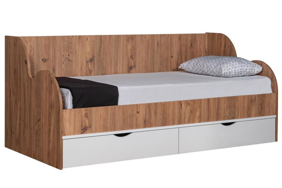 Okyanus Çekmeceli Karyola - Ceviz - Beyaz