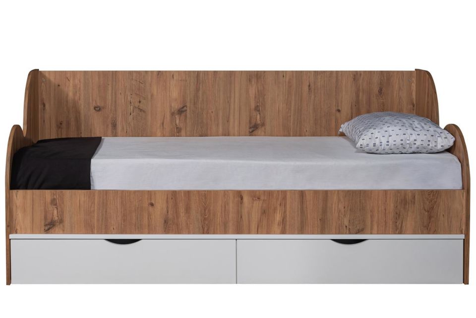 Okyanus Çekmeceli Karyola - Ceviz - Beyaz