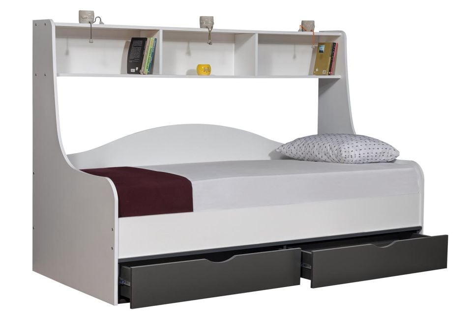 Hera Çekmeceli Karyola - Beyaz Antrasit