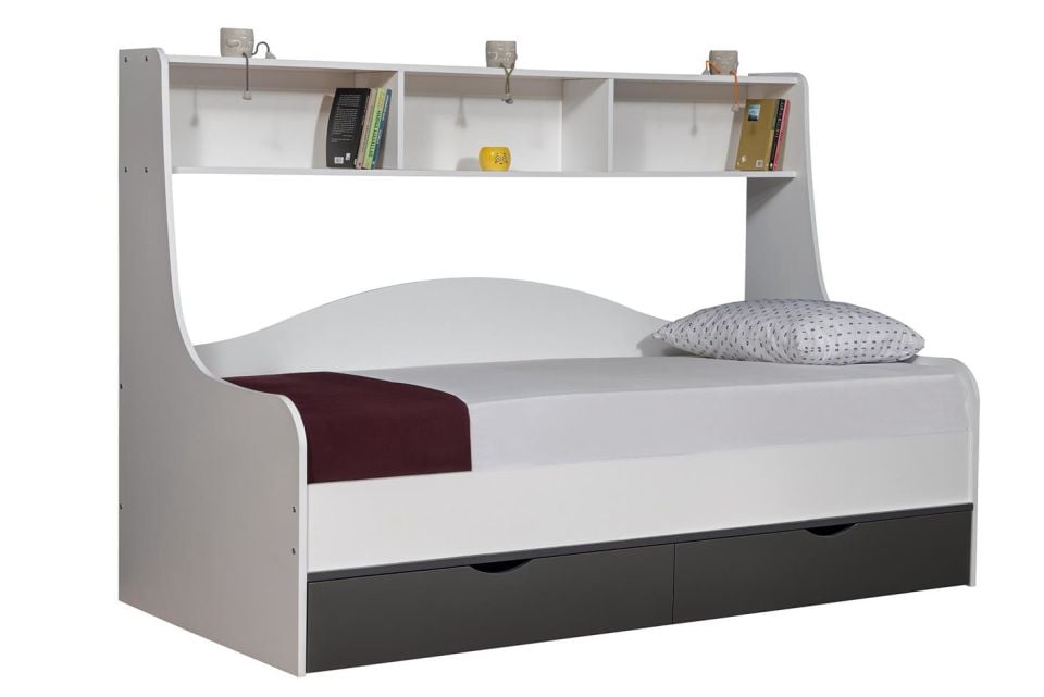 Hera Çekmeceli Karyola - Beyaz Antrasit