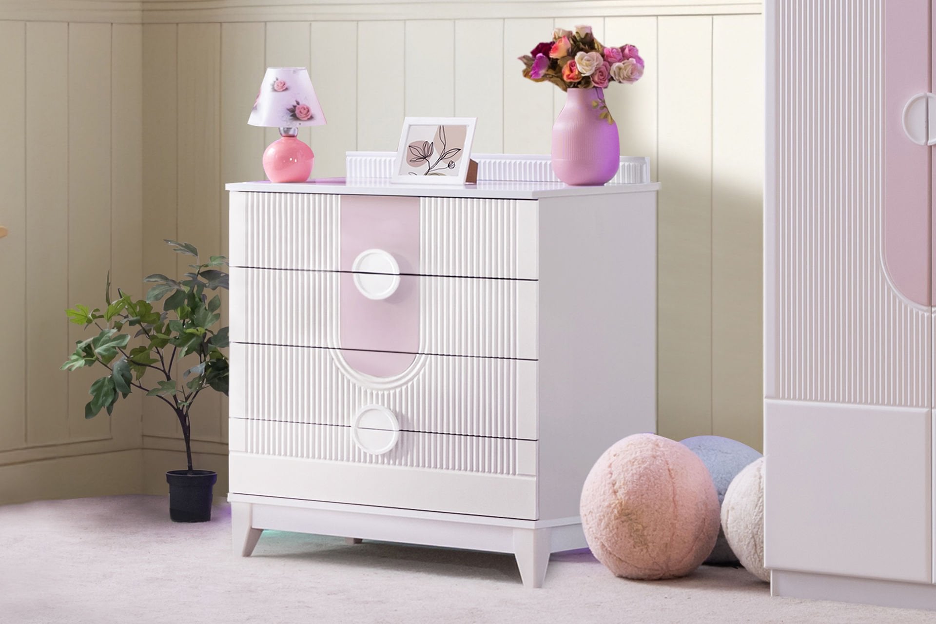 Vira New 4 Çekmeceli Şifonyer - Pembe