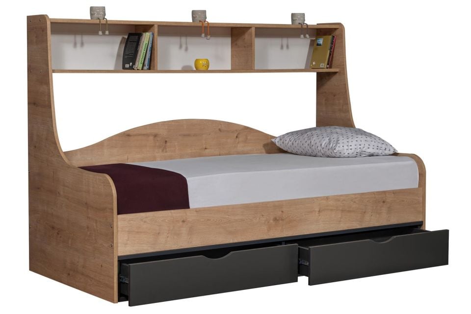 Hera Çekmeceli Karyola - Ceviz Antrasit