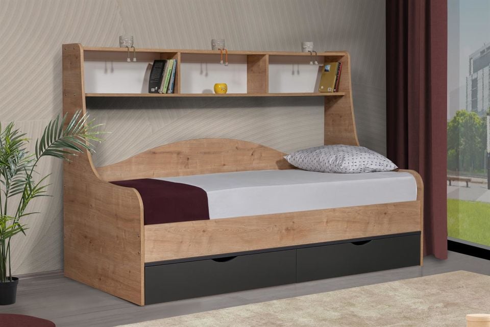 Hera Çekmeceli Karyola - Ceviz Antrasit