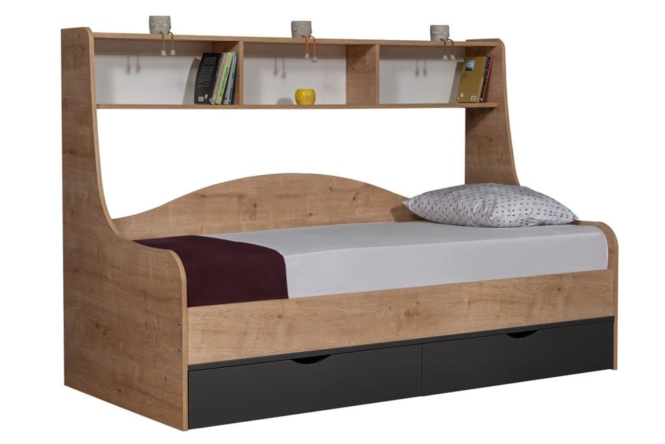 Hera Çekmeceli Karyola - Ceviz Antrasit