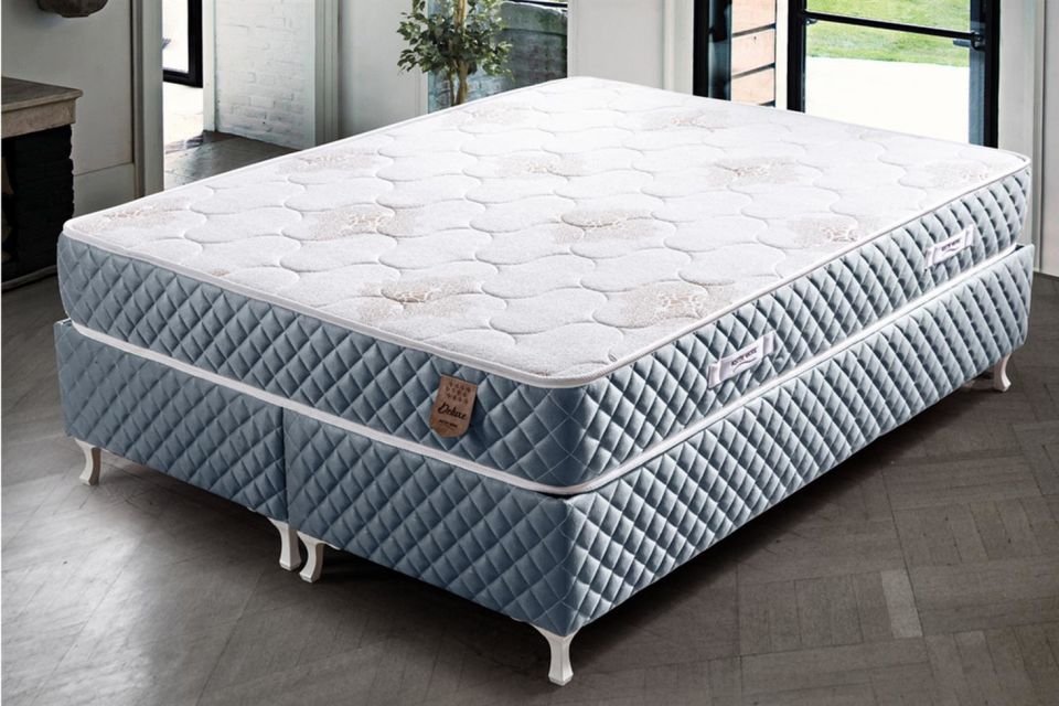 Deluxe Ortopedik Yaylı Yatak Açık Mavi - 180x200