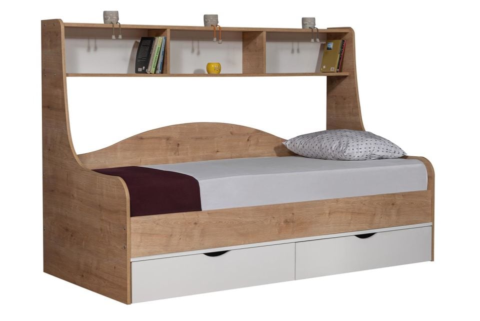 Hera Çekmeceli Karyola - Ceviz Beyaz