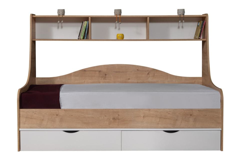 Hera Çekmeceli Karyola - Ceviz Beyaz