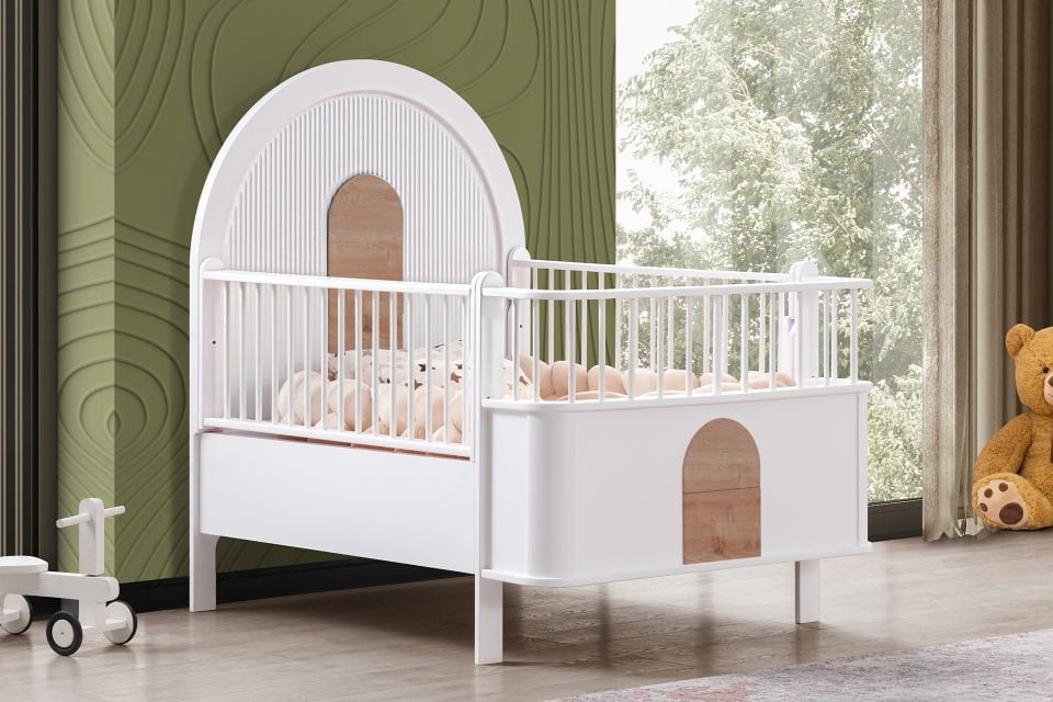 Venüs MDF Büyüyen Beşik - Ceviz- Beyaz