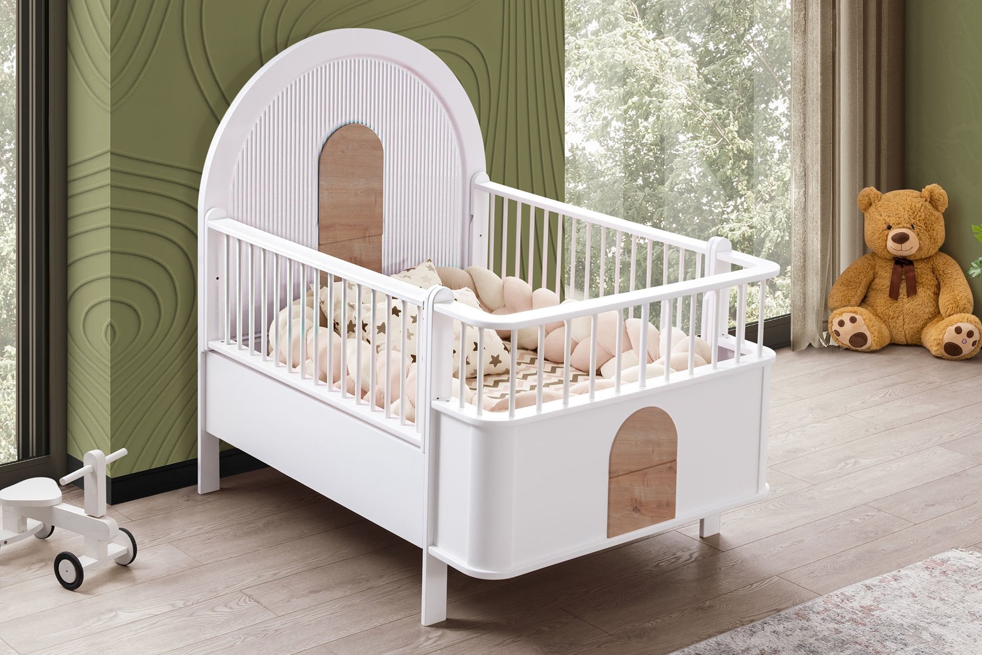 Venüs MDF Büyüyen Beşik - Ceviz- Beyaz