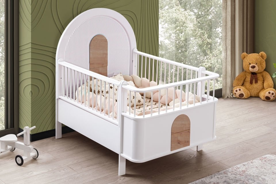 Venüs MDF Büyüyen Beşik - Ceviz- Beyaz