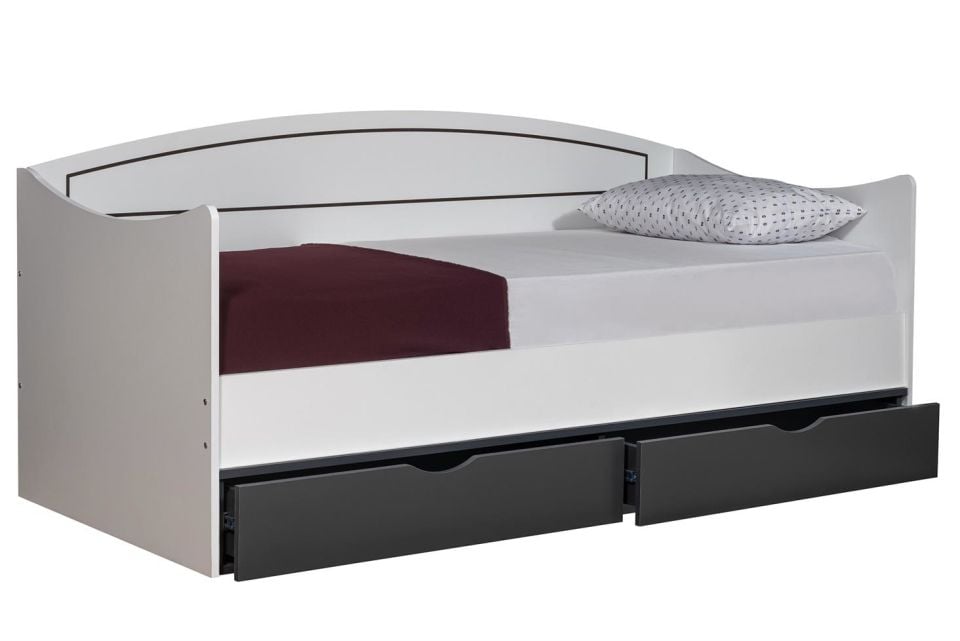 Soft Çekmeceli Karyola - Beyaz Antrasit