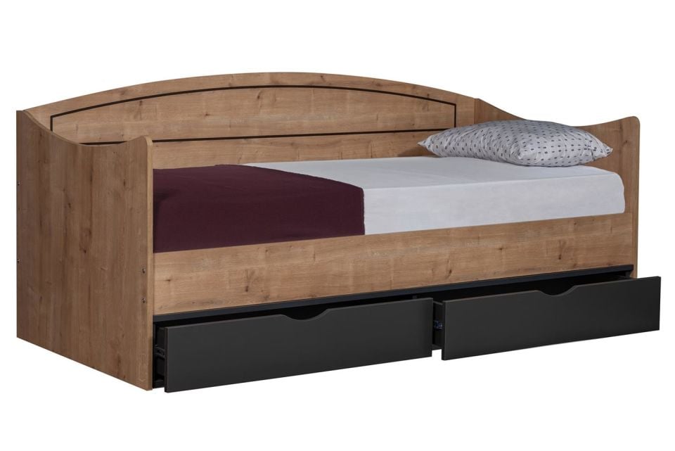 Soft Çekmeceli Karyola - Ceviz Antrasit