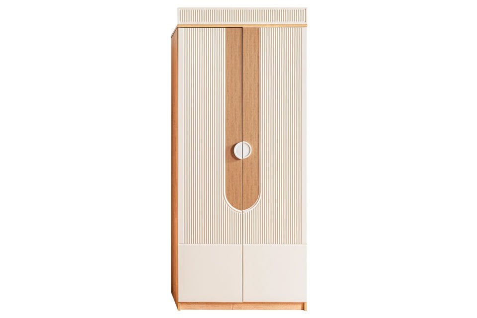 Vira 4 Kapaklı Dolap ve Ledli Kitaplık, Ceviz - Krem