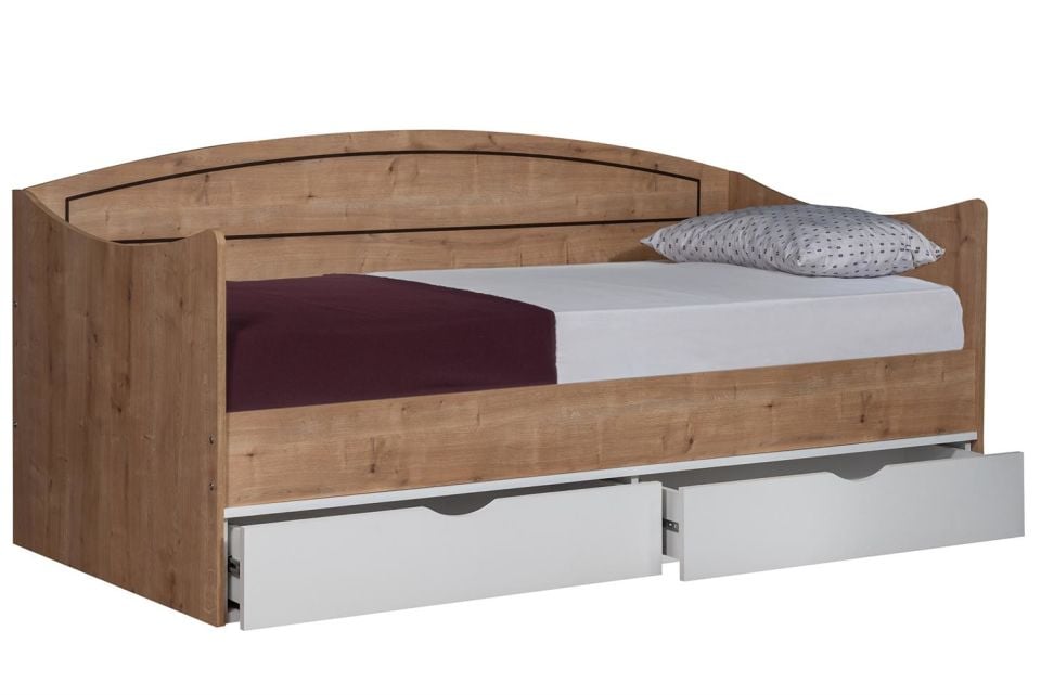 Soft Çekmeceli Karyola - Ceviz Beyaz