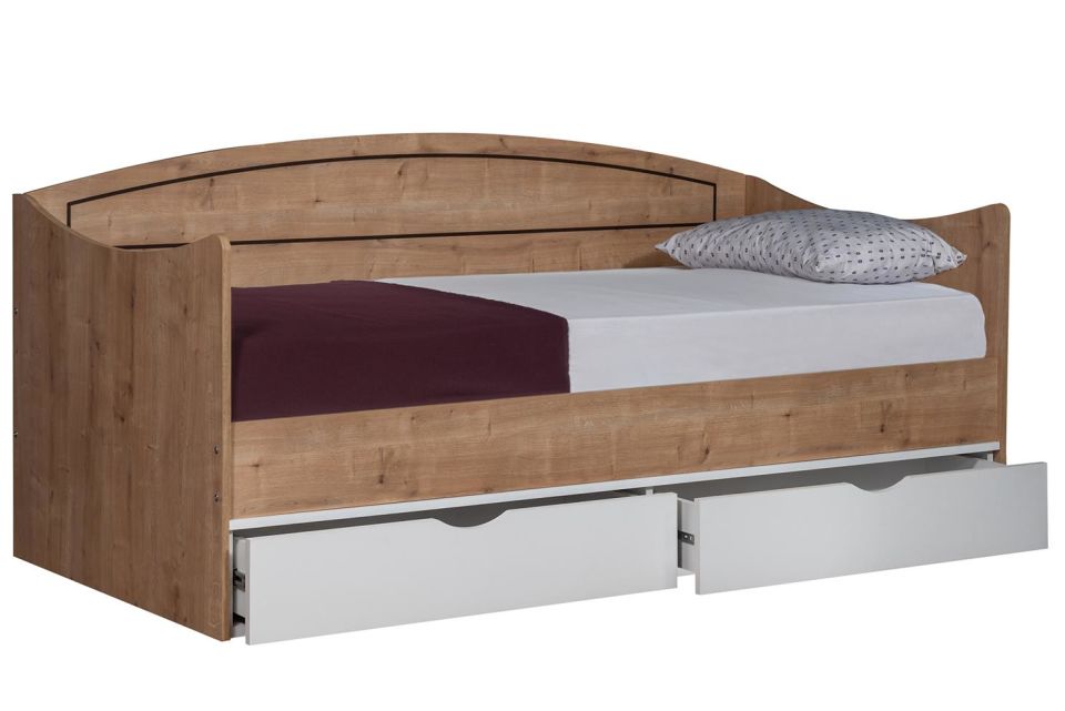 Soft Çekmeceli Karyola - Ceviz Beyaz