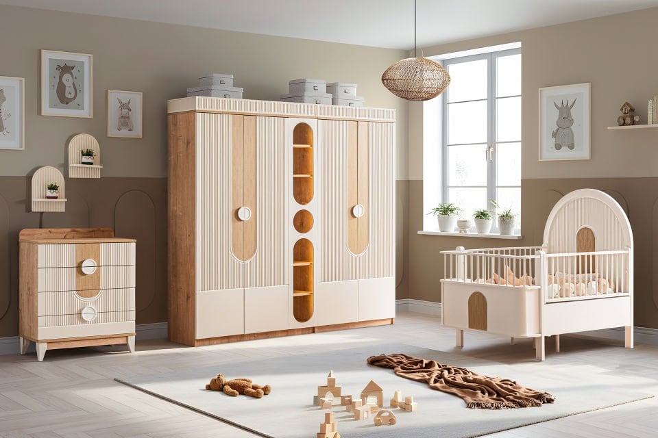 Vira Bebek Odası Takımı, Ceviz - Krem