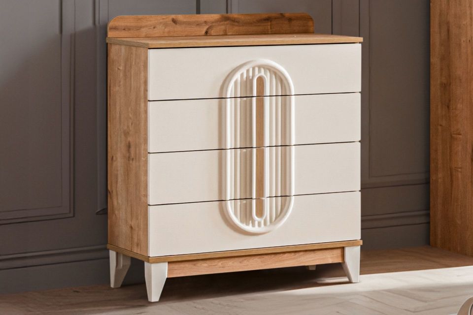 Athena 4 Çekmeceli Şifonyer, Ceviz - Krem